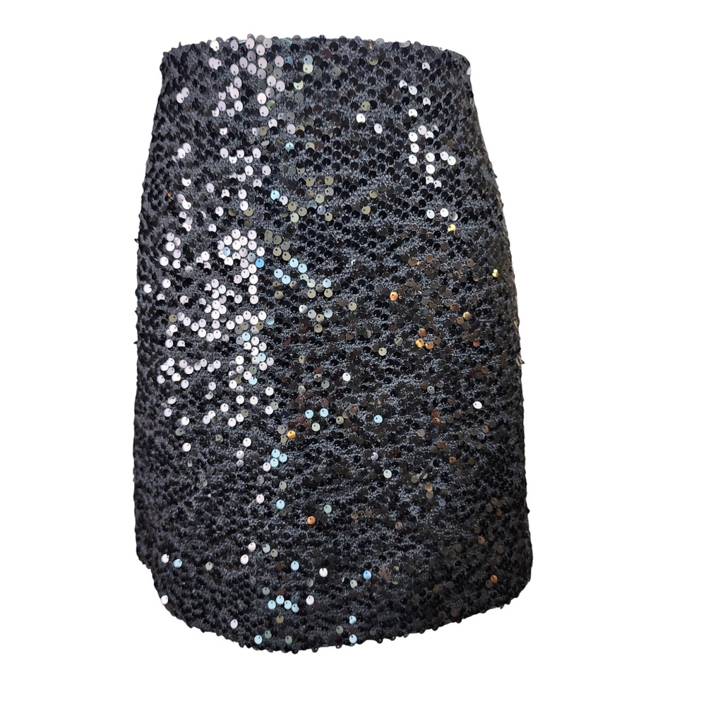 Kenar Sequin Mini Skirt Womens 10 Black Sparkly Cocktail Party Evening Holiday